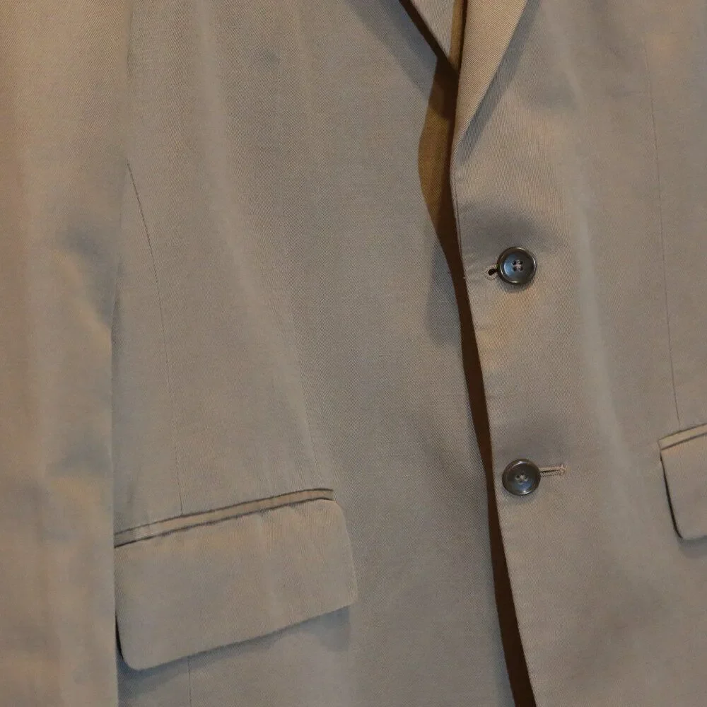 Banana Republic Men 42R Blazer Jacket Linen Tan Khaki Wedding formal office even